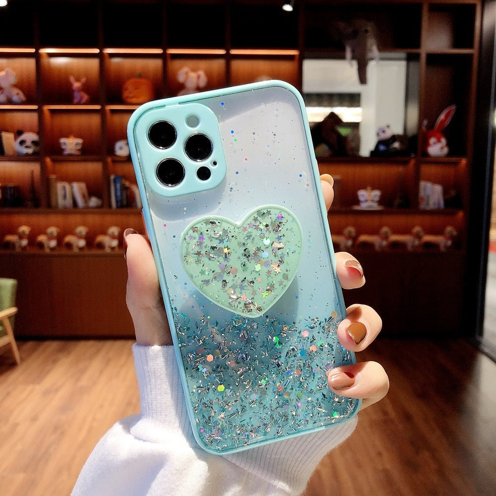 Love Stand iPhone Case with Shimmering Sequins