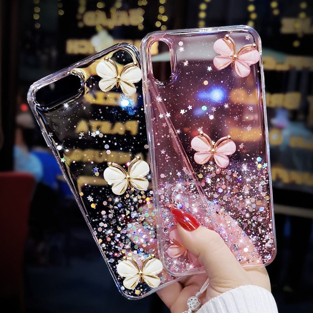 Glittery Butterfly Patterned Protective Cover