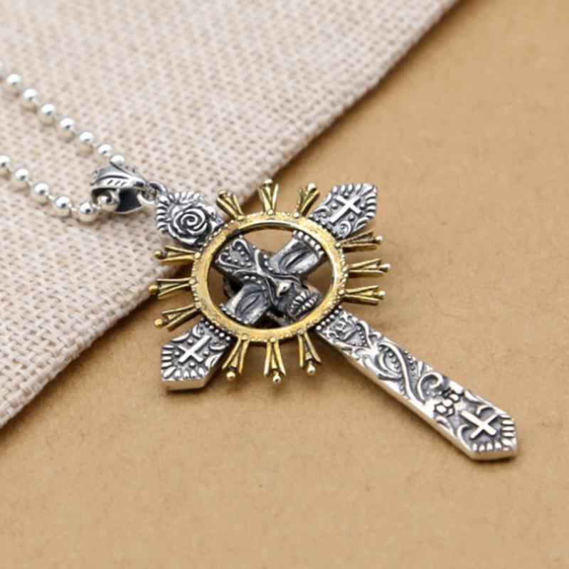Dual Color Skeleton Cross Pendant
