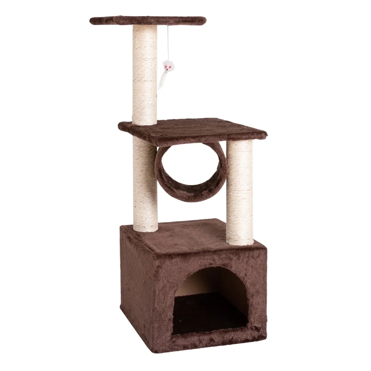 Plush Cat Tower with Sisal Rope for Climbing