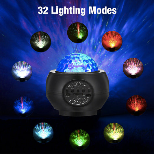 LED Projector with 32 Modes and Bluetooth Speaker, Explore the Universe: black, blue projector light, modern decorative light
