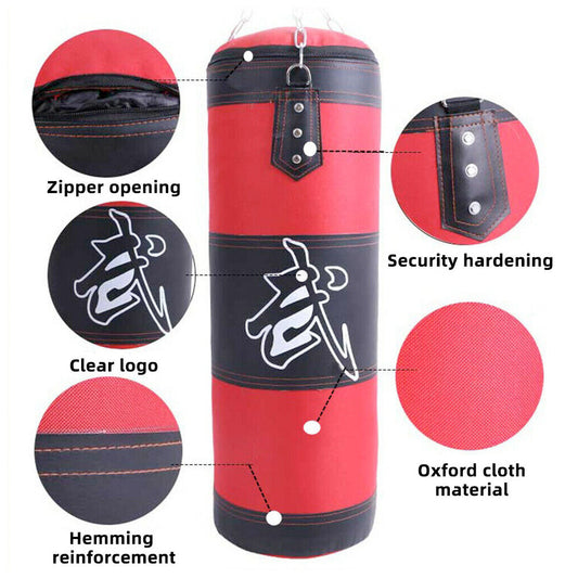 Boxing Trainer Equipment for Fitness - Punching Bag: red, black hanging punching bag, sporting/training style