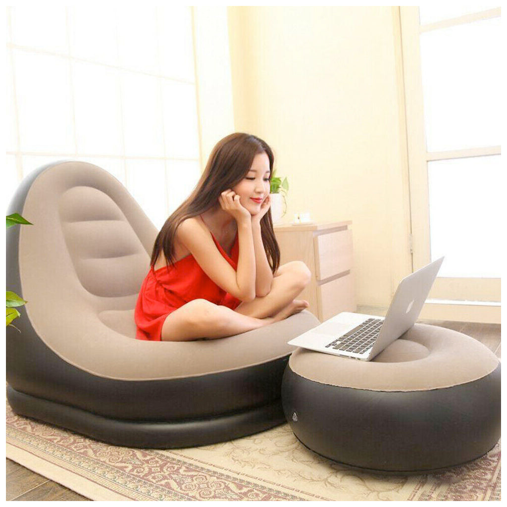 Large Bean Bag Sofa Set with Inflatable Footrest