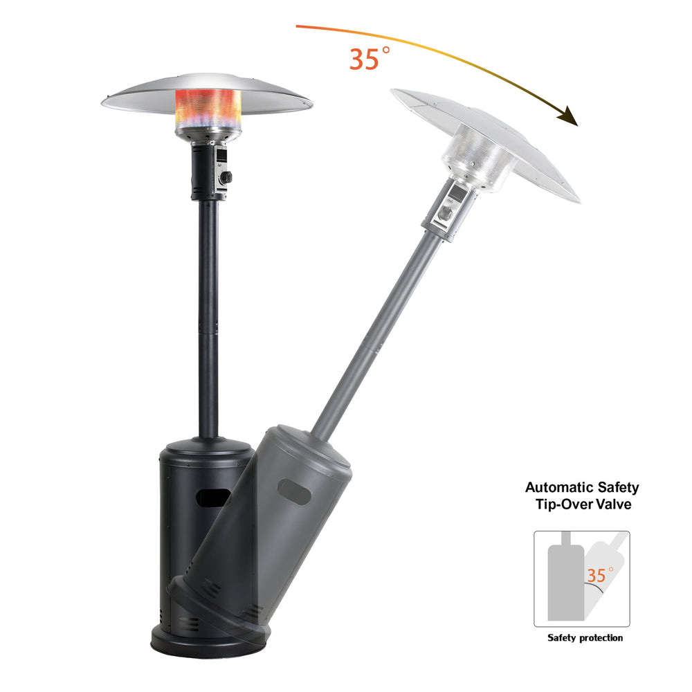 Standing Propane Heater for Outdoor Patios with Convenient Wheels