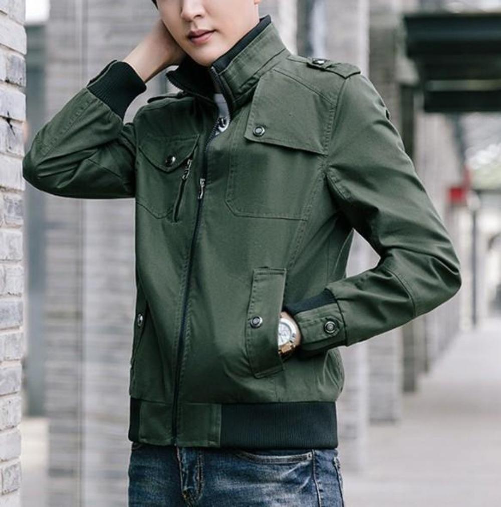 Faux Fur-Lined Military-Inspired Men's Jacket