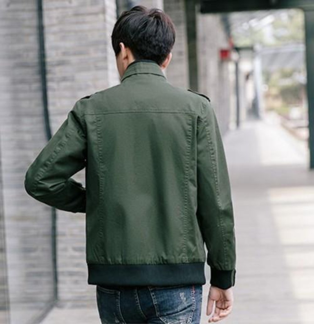 Casual Zipper Jacket for Men with Military-Inspired Look