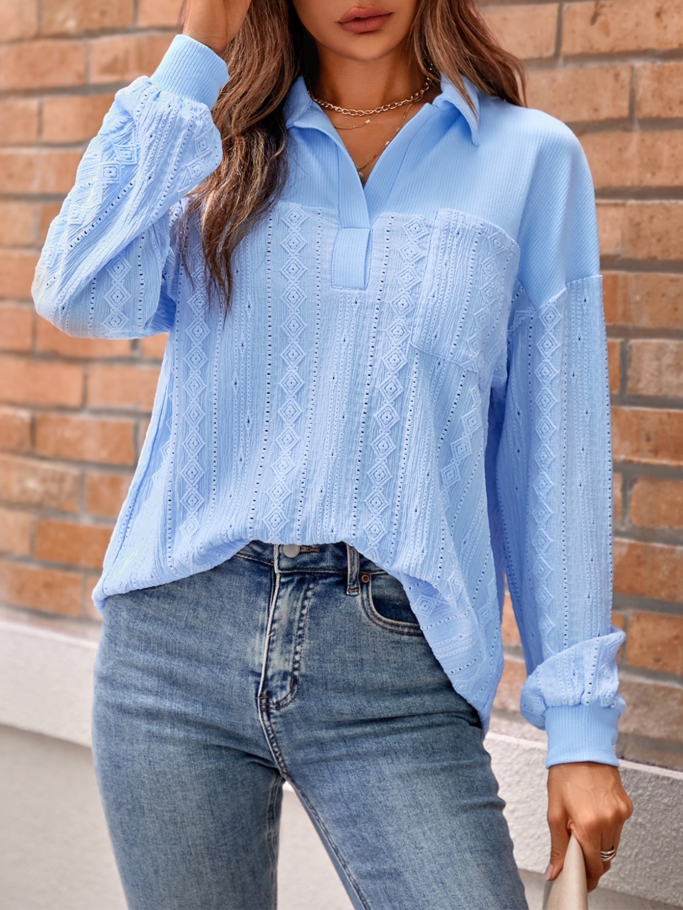 Relaxed Fit Long Sleeve Women's Blouse
