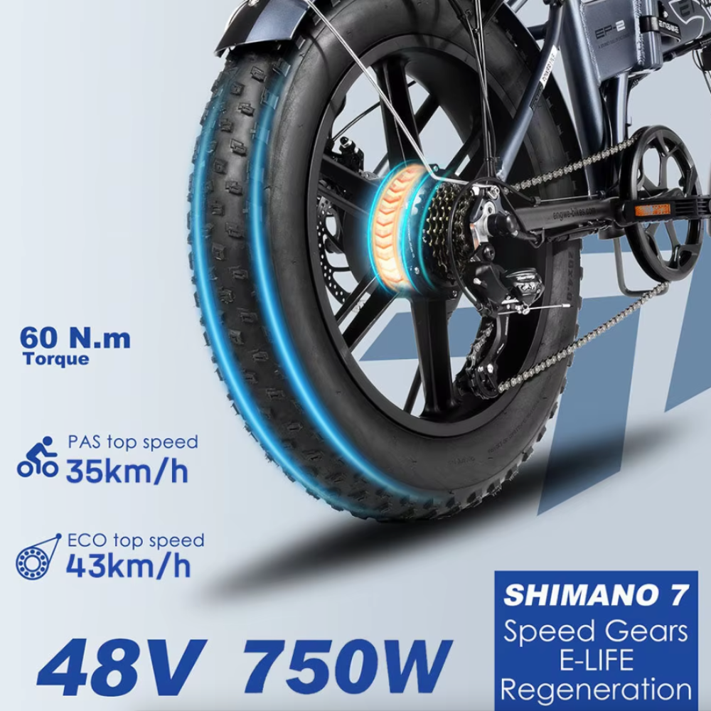 Foldable 750W E-Bike with Shimano 7-Speed Transmission: Unleash Your Speed