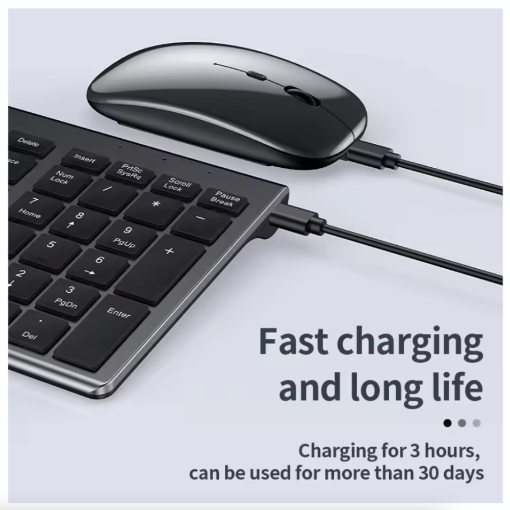 Dual Mode Wireless Ultra Slim Full Size Keyboard and Mouse Set