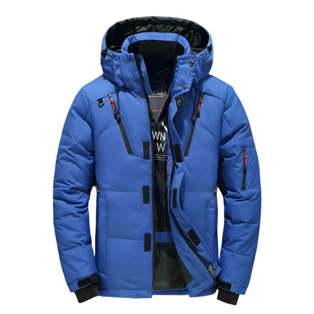 High Collar Men's Puffer Jacket with Detachable Hood