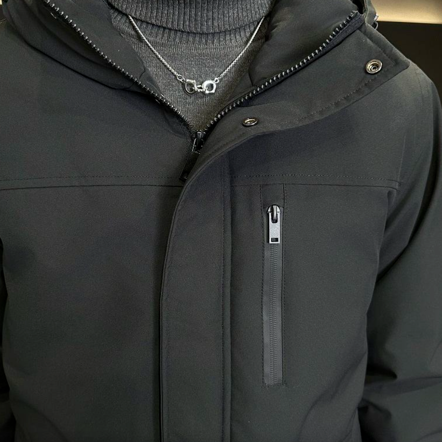 Windproof Hooded Jacket for Men - Mid Length