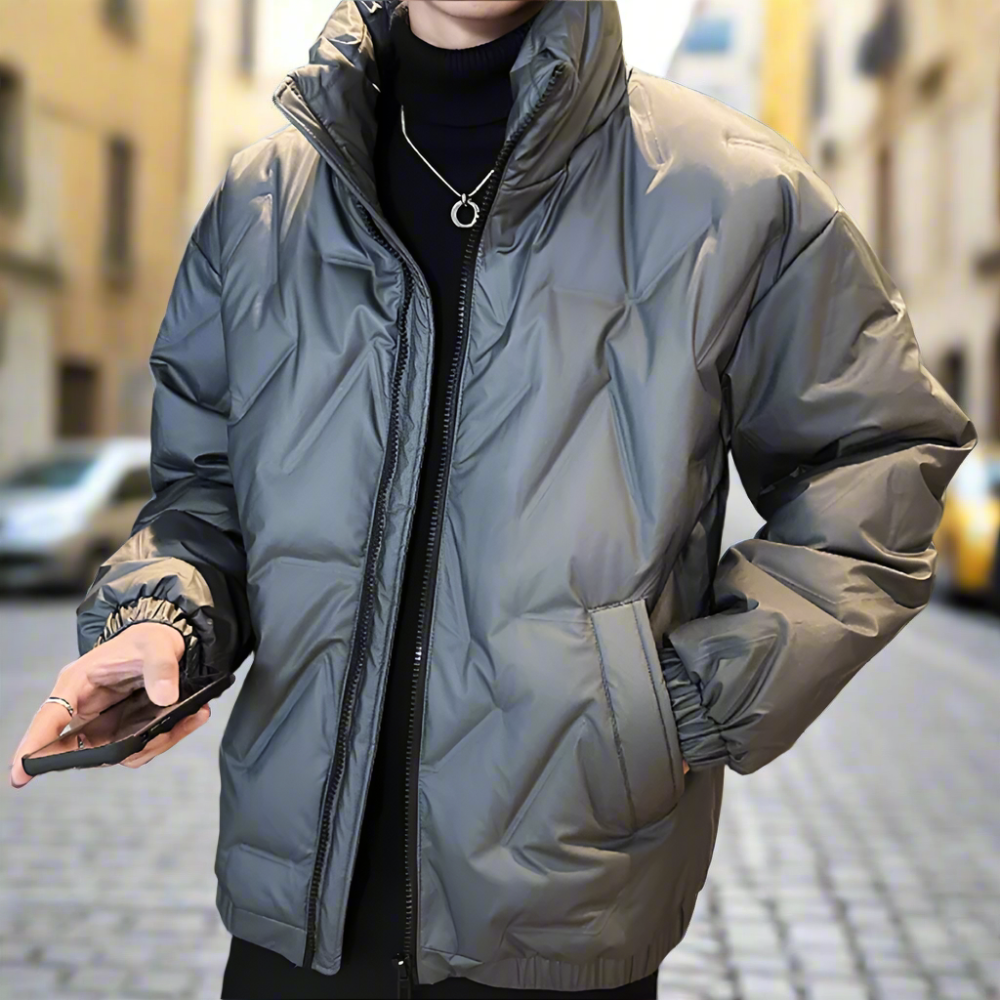 Quilted High Collar Men's Jacket