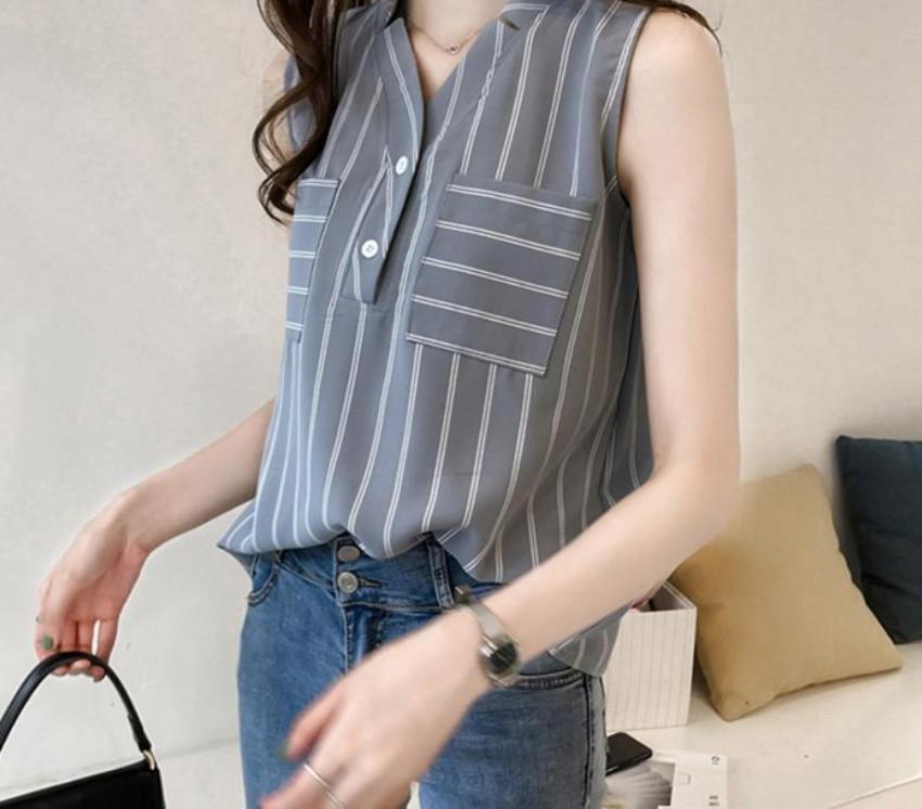 Sleeveless Women's Top with a Flattering V-Neck Design