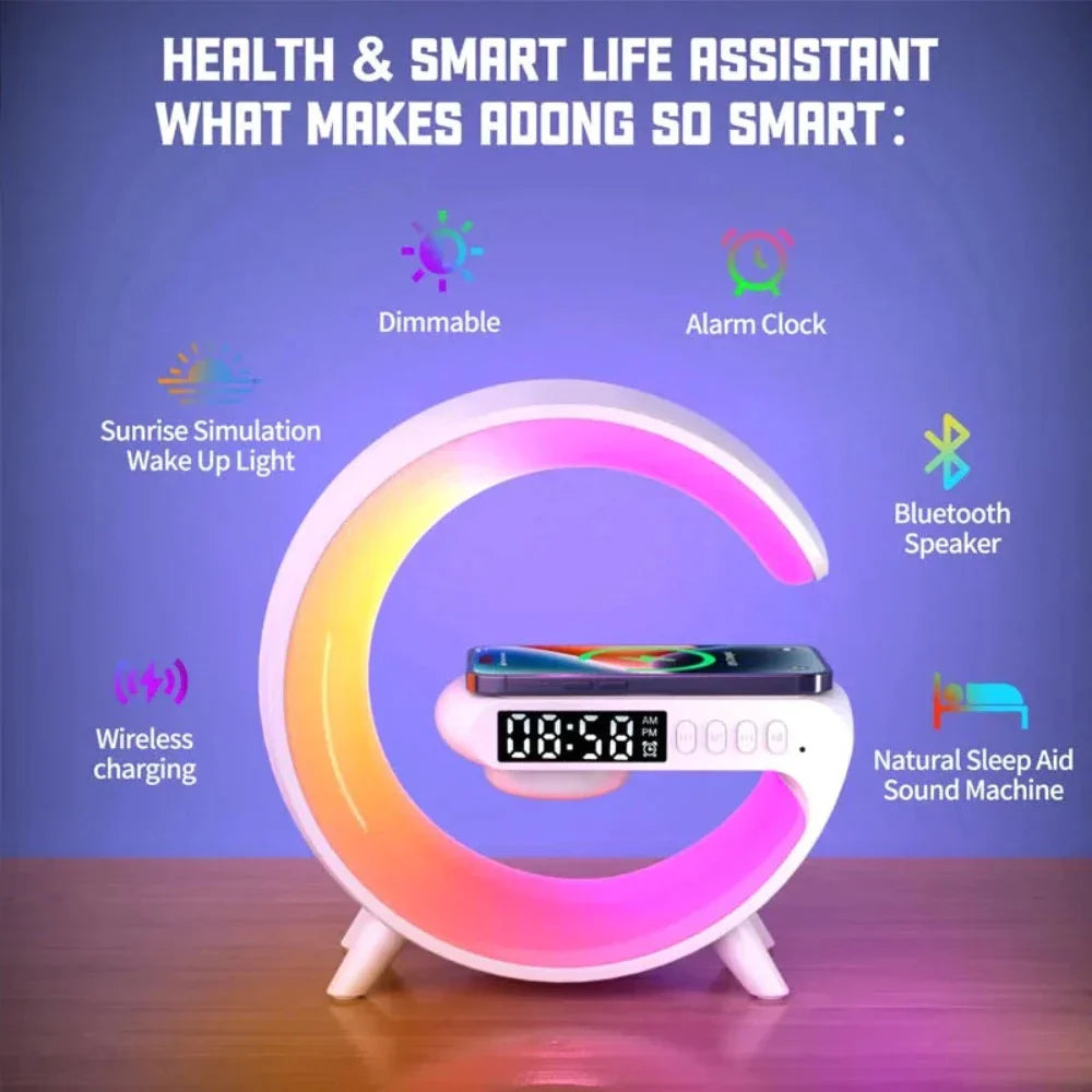 DeskTop Wireless Charging Station with Bluetooth Speaker - 5.9" RGB