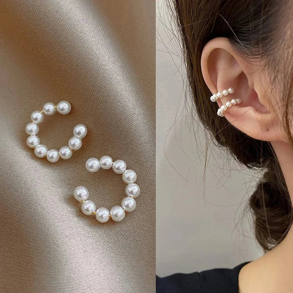 Beaded Cuff Earrings with Pearls