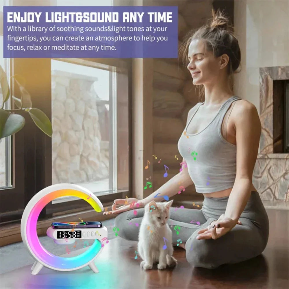 DeskTop Wireless Charging Station with Bluetooth Speaker - 5.9" RGB