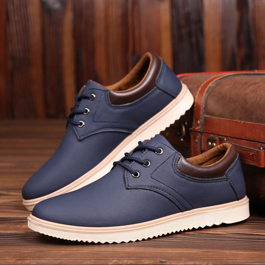 Casual Oxford Sneakers for Men: navy blue, dark brown lace-up shoes, casual style