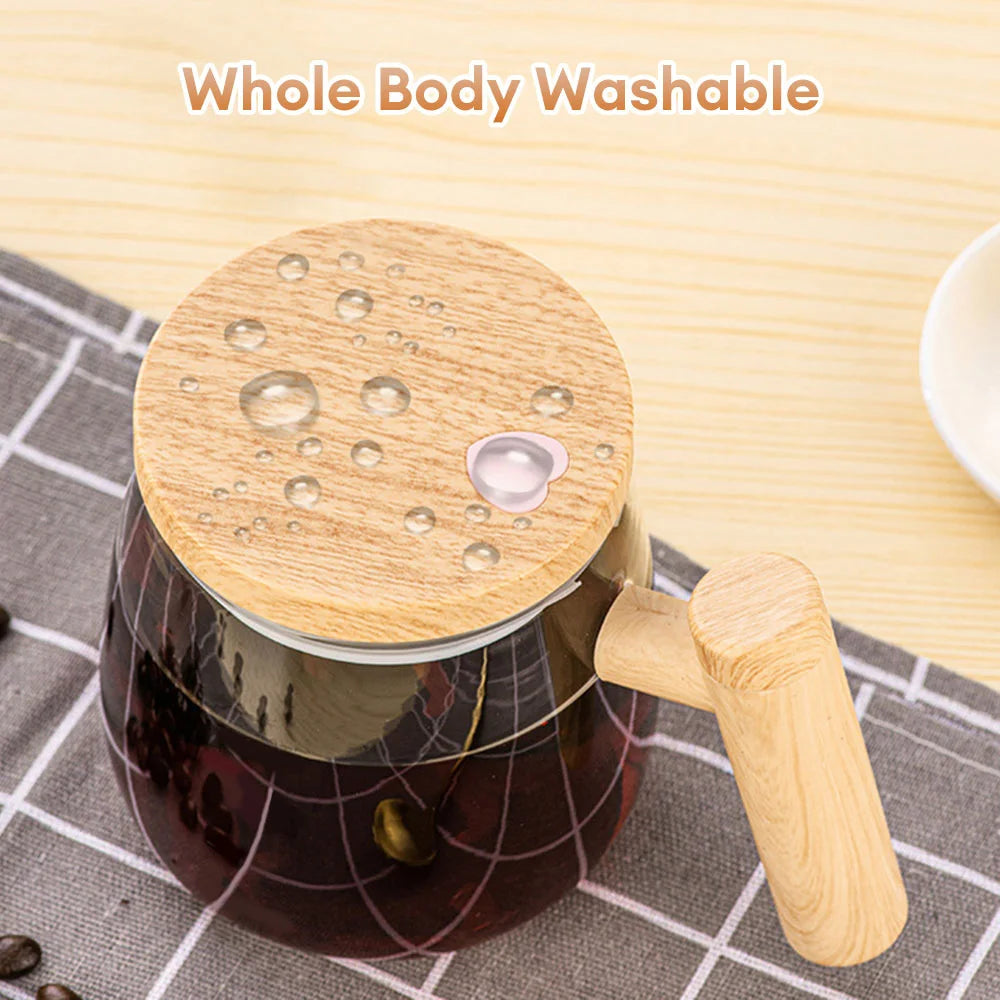 Self-Mixing Glass Coffee Mug - 400ml