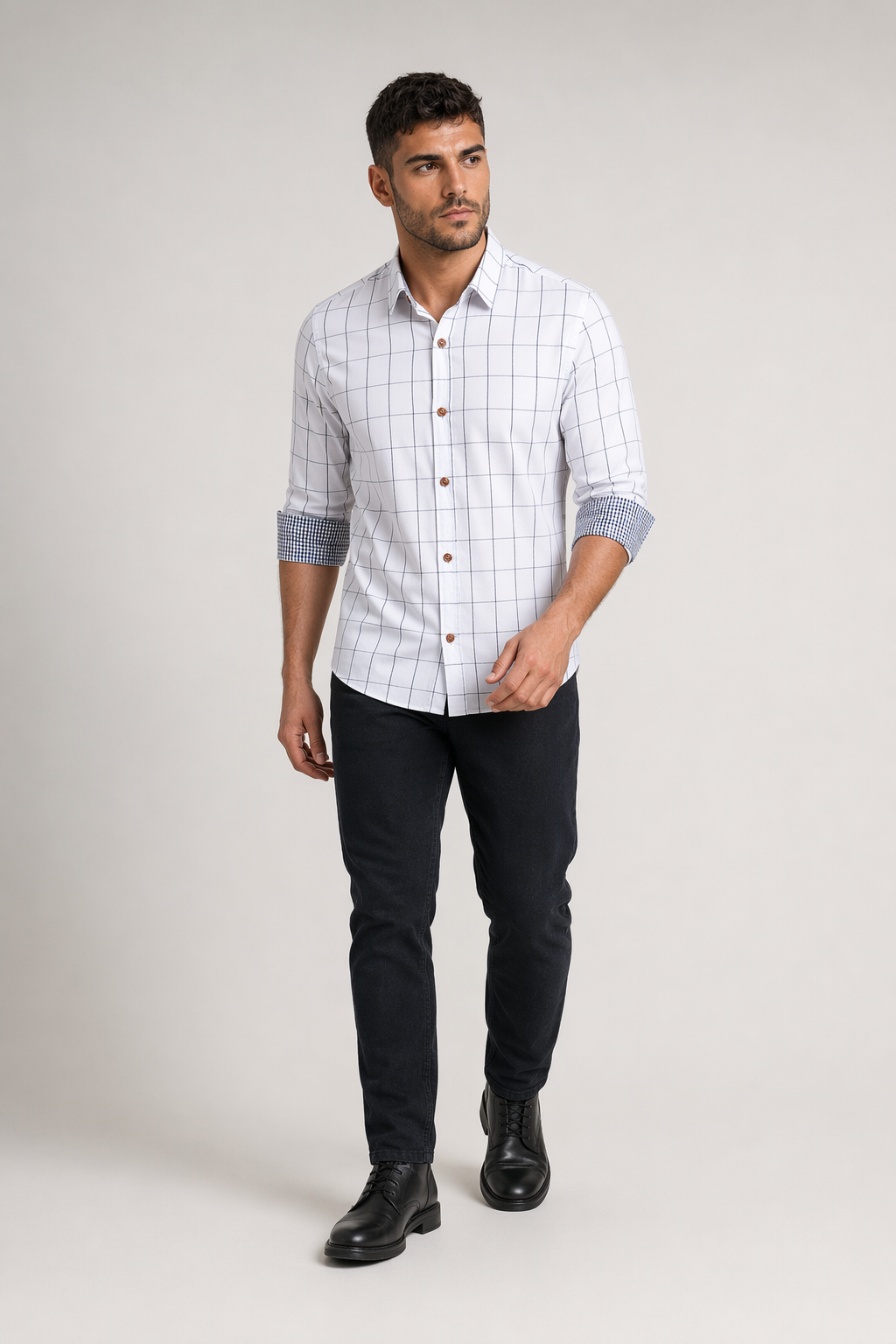 Checkered Collar Men's Shirt: Clarifying the Essence Default