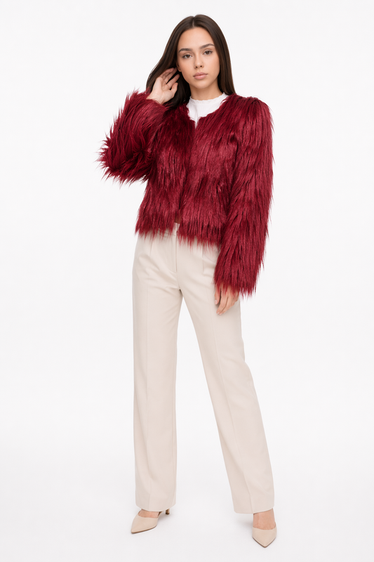 Puff Sleeve Women's Jacket Red