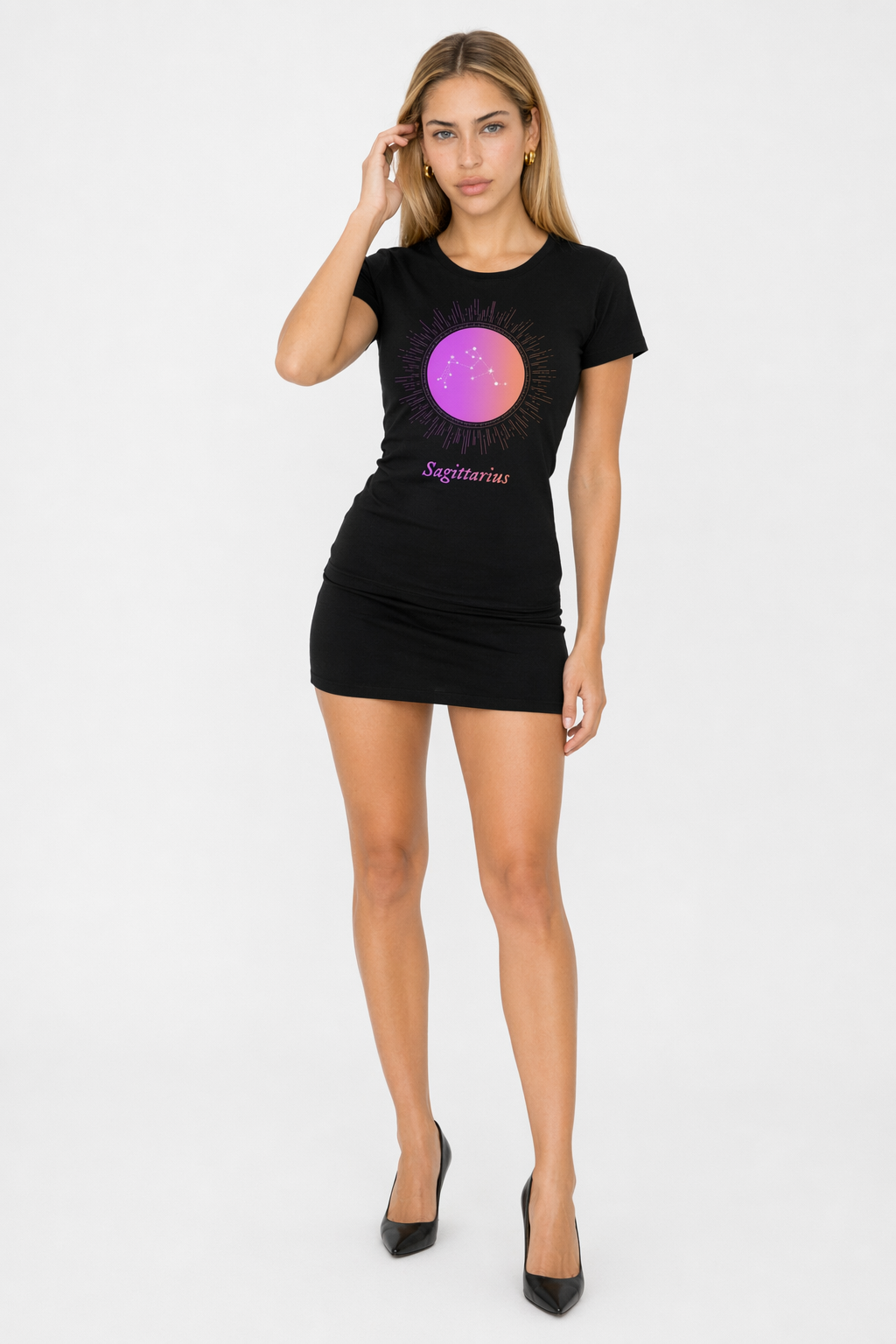 Gradient Zodiac T-Shirt for Women: Embrace Your Inner SAGITTARIUS! Black