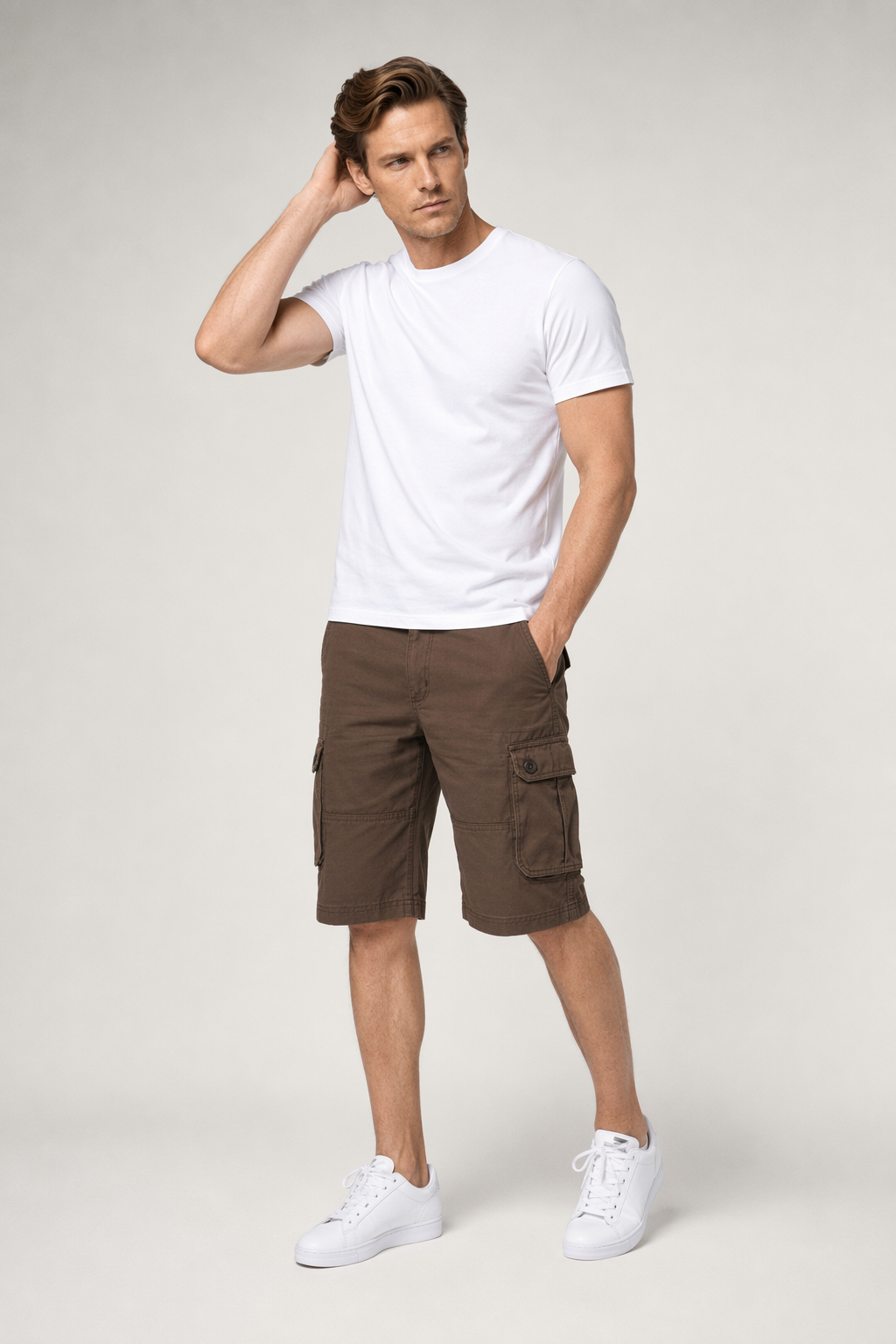 Casual Shorts with Multiple Pockets for Men Brown