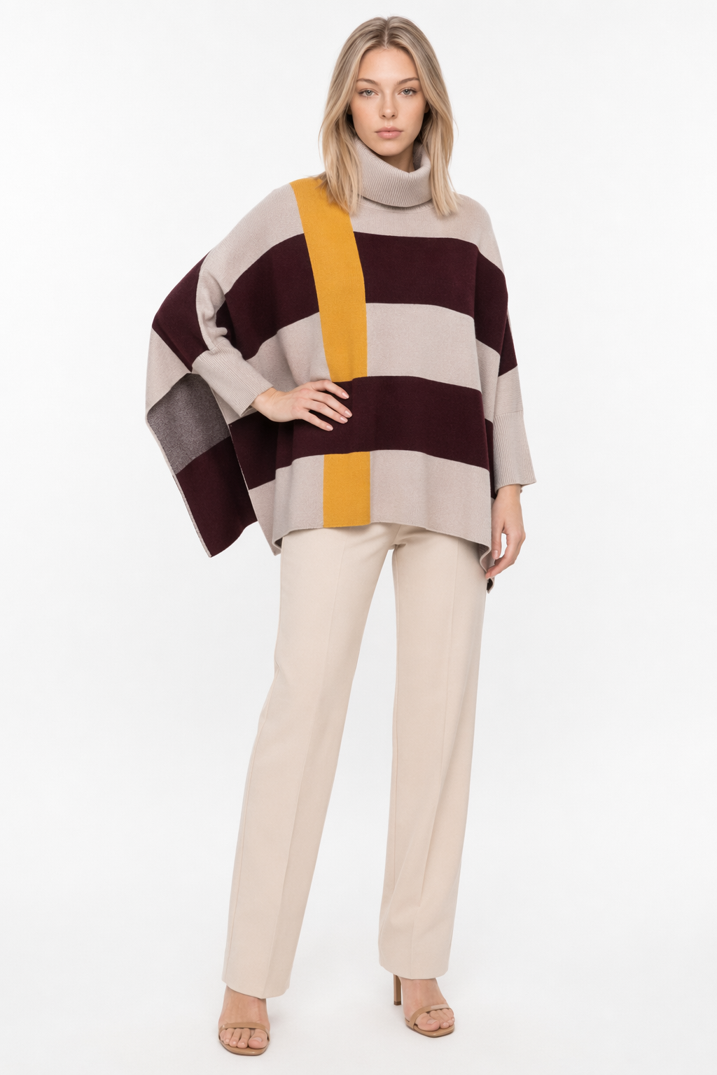 Plaid Striped Women's Sweater Cape Default