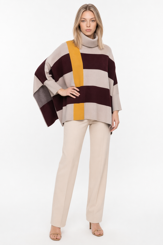 Plaid Striped Women's Sweater Cape Default