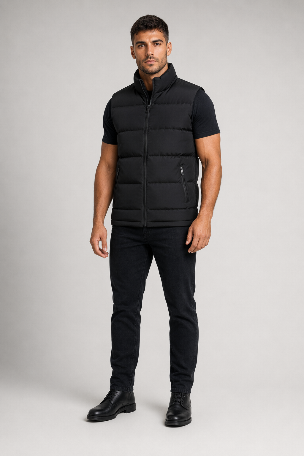 Casual Men's Insulated Sleeveless Jacket Black