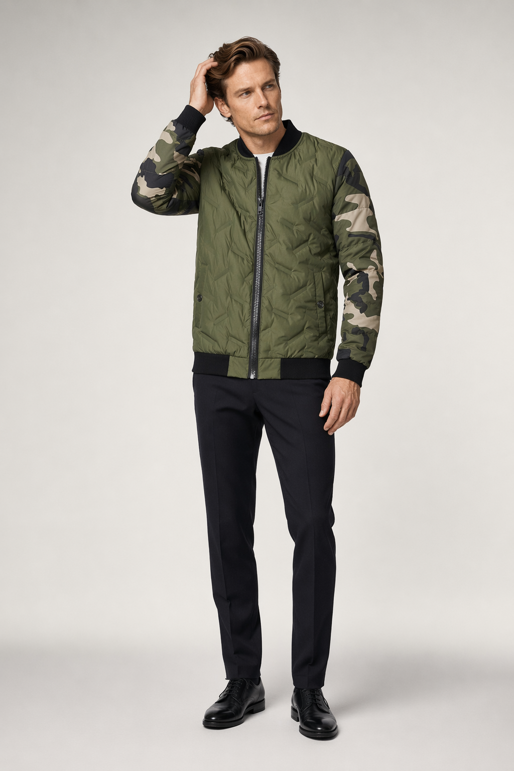 Camouflage Bomber Jacket for Men Green