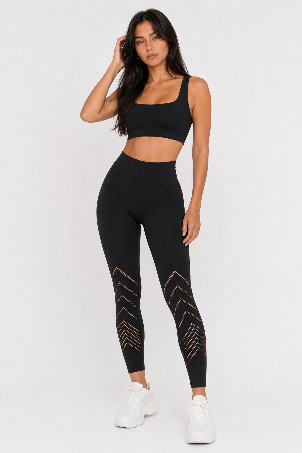 Stretchy Stripes High Waist Yoga Leggings Black