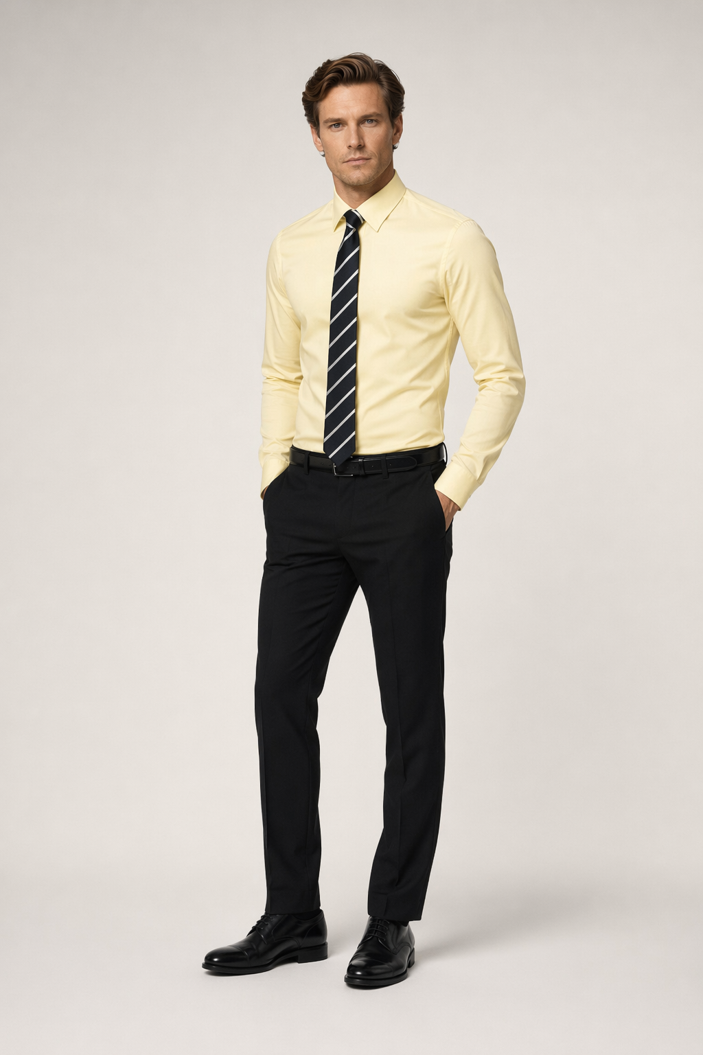 Slim Fit Button-Up Shirt for Men - Stylish and Modern Design Yellow