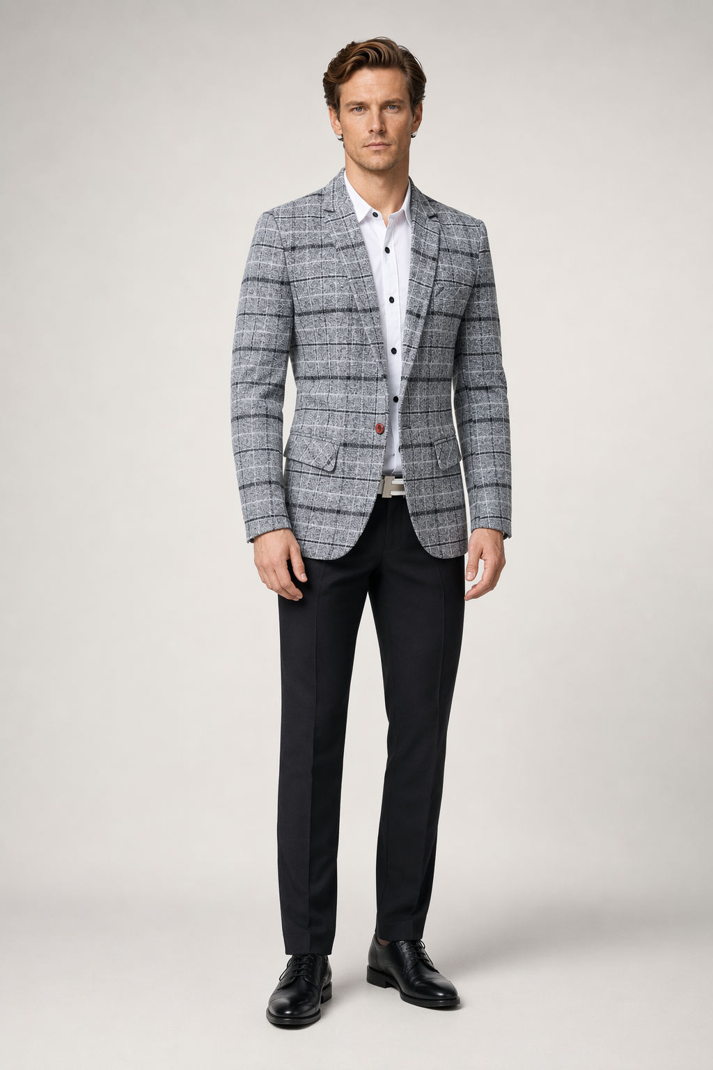 Plaid Mix Men's Jacket Gray