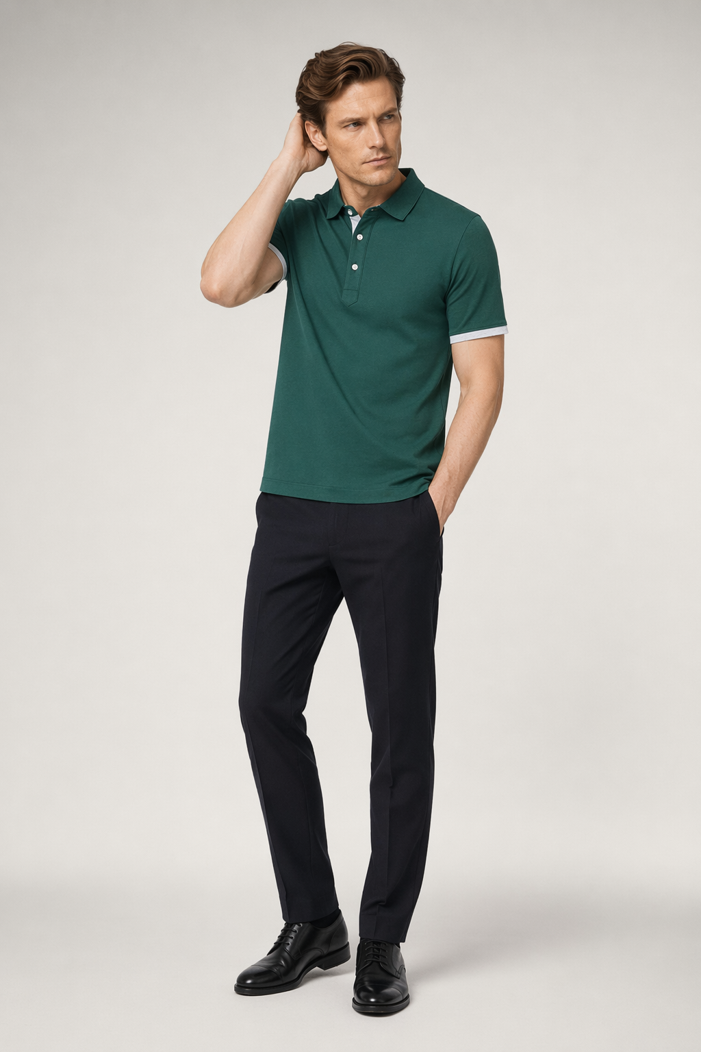 Slim-Fit Short-Sleeve Polo Shirt for Men Green