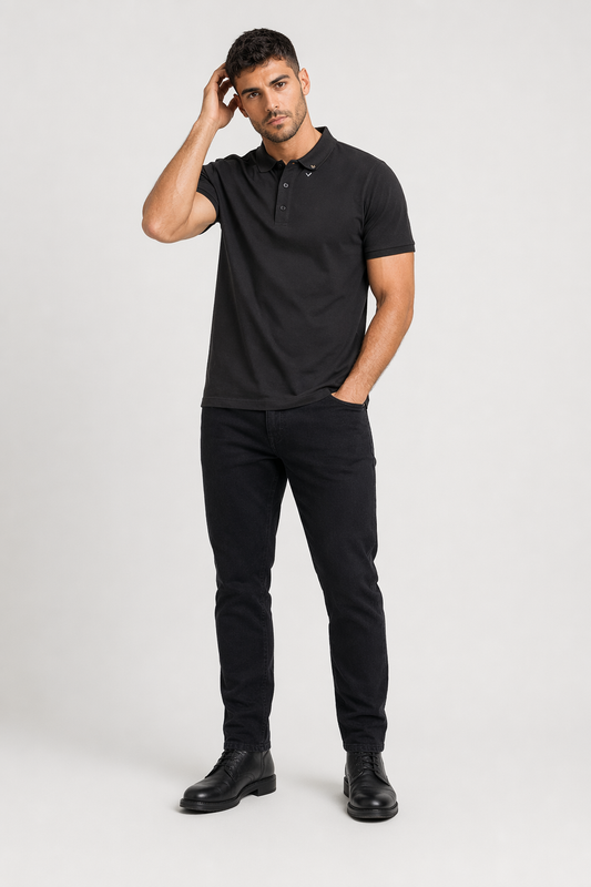 Arrow Pattern Men's Polo Shirt Black-