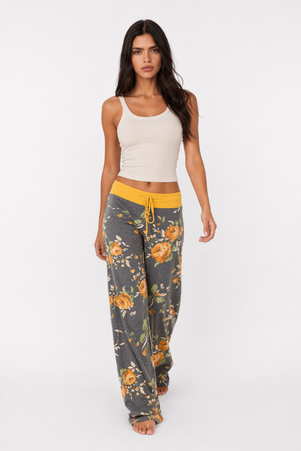 Flexible Women's Casual Trousers Yellow