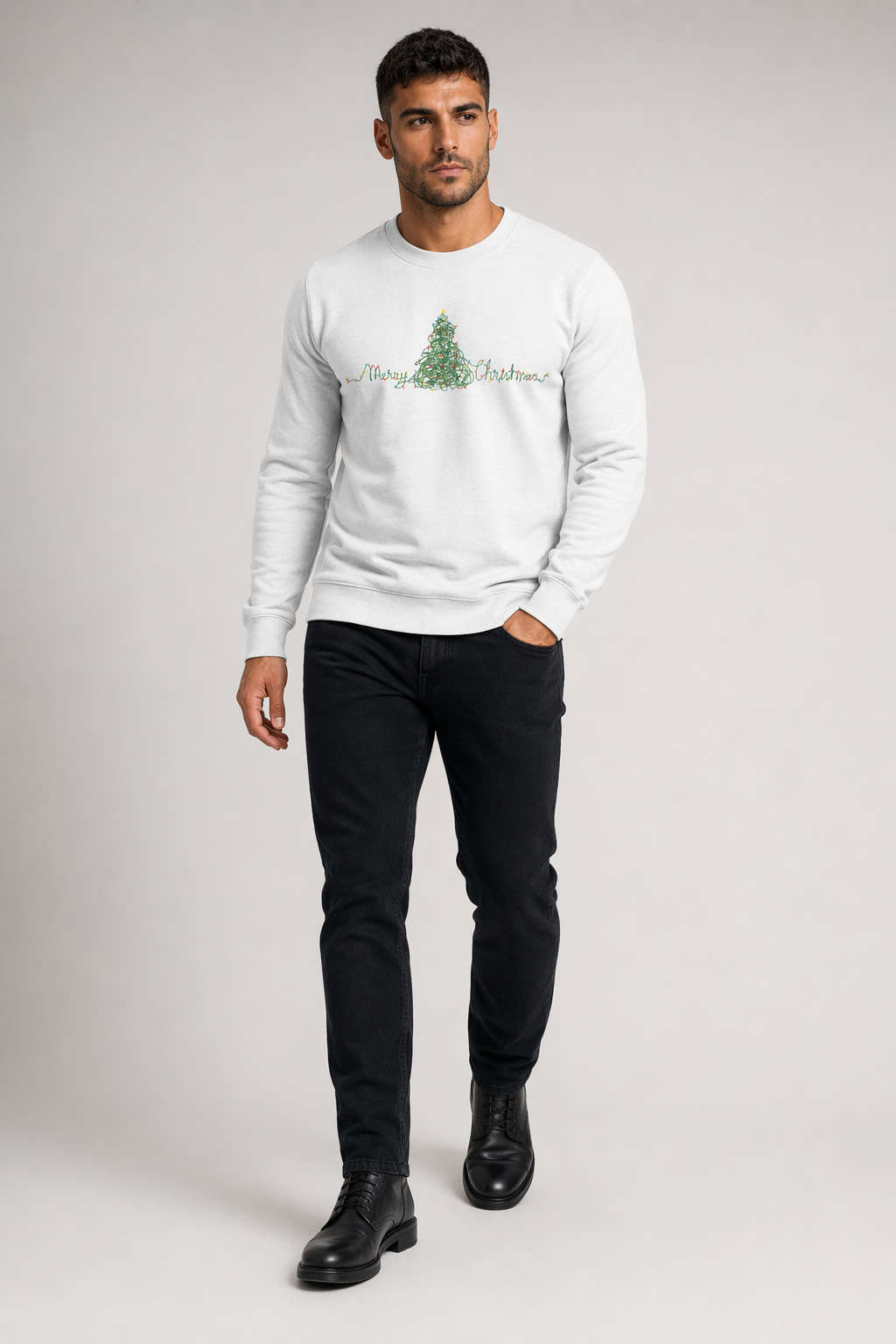 Men's Sweater with Festive Tree Design Default