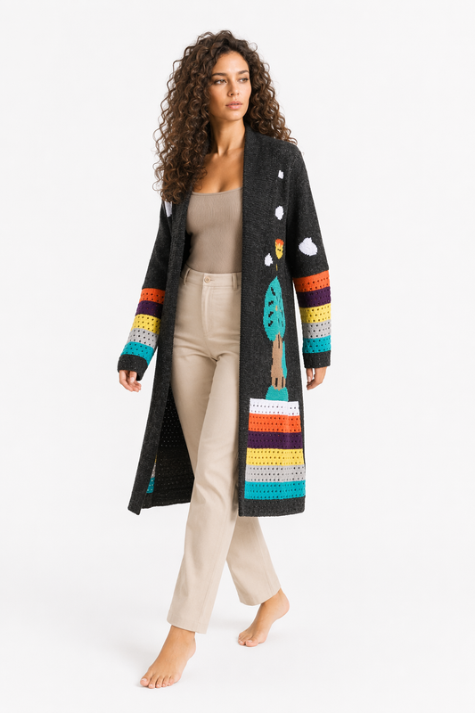Long Graphic Cardigan for Women Default