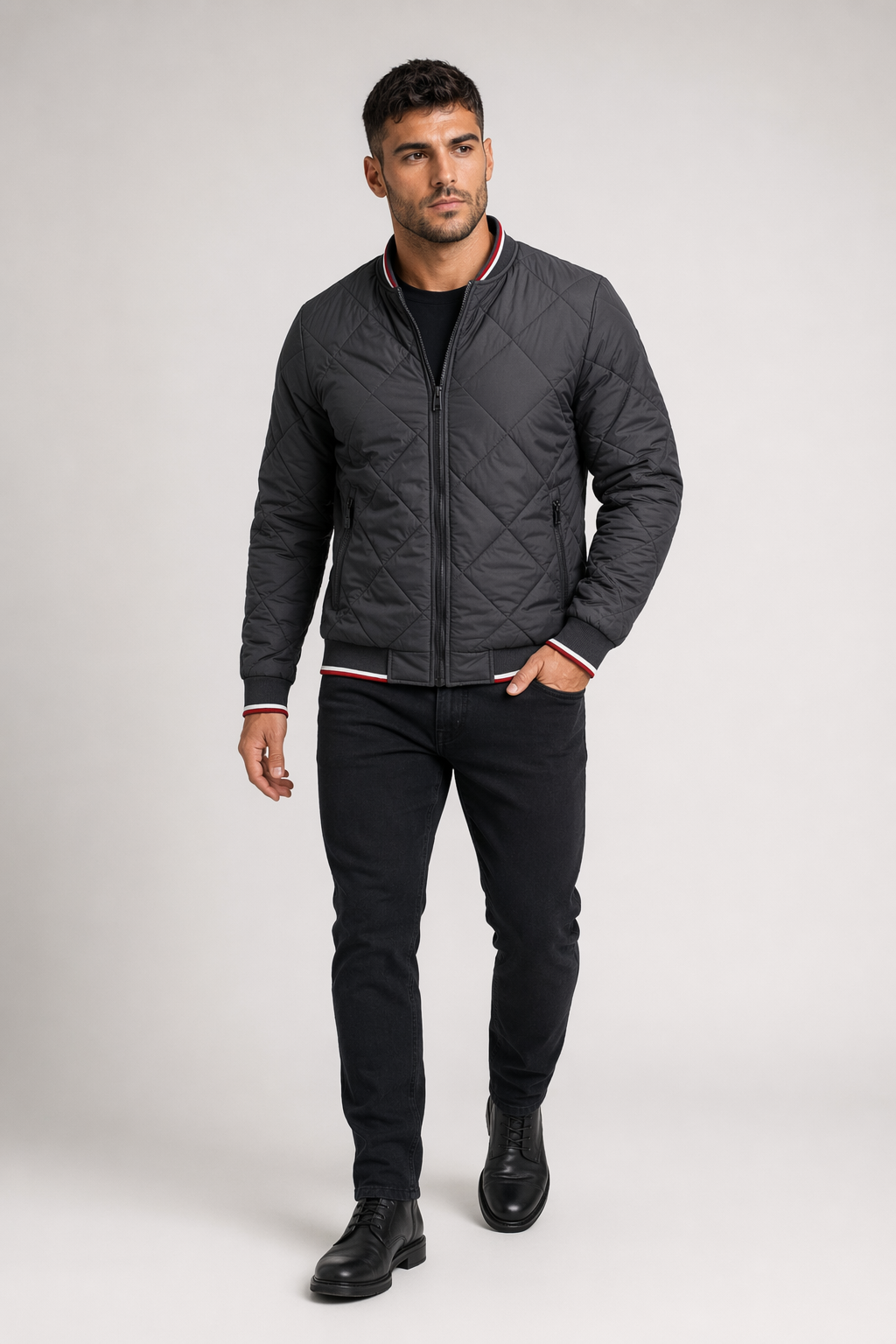 Quilted Jacket for Men - A Stylish Bomber Gray