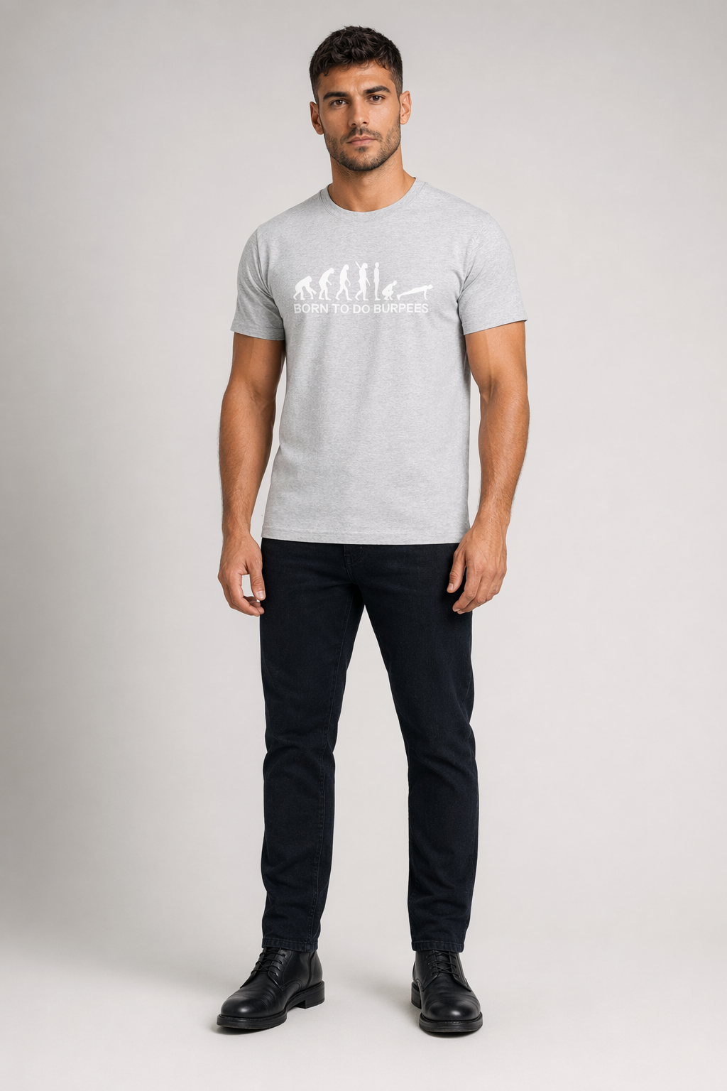 Men's Logo T-Shirt for Burpee Exercise Light Gray