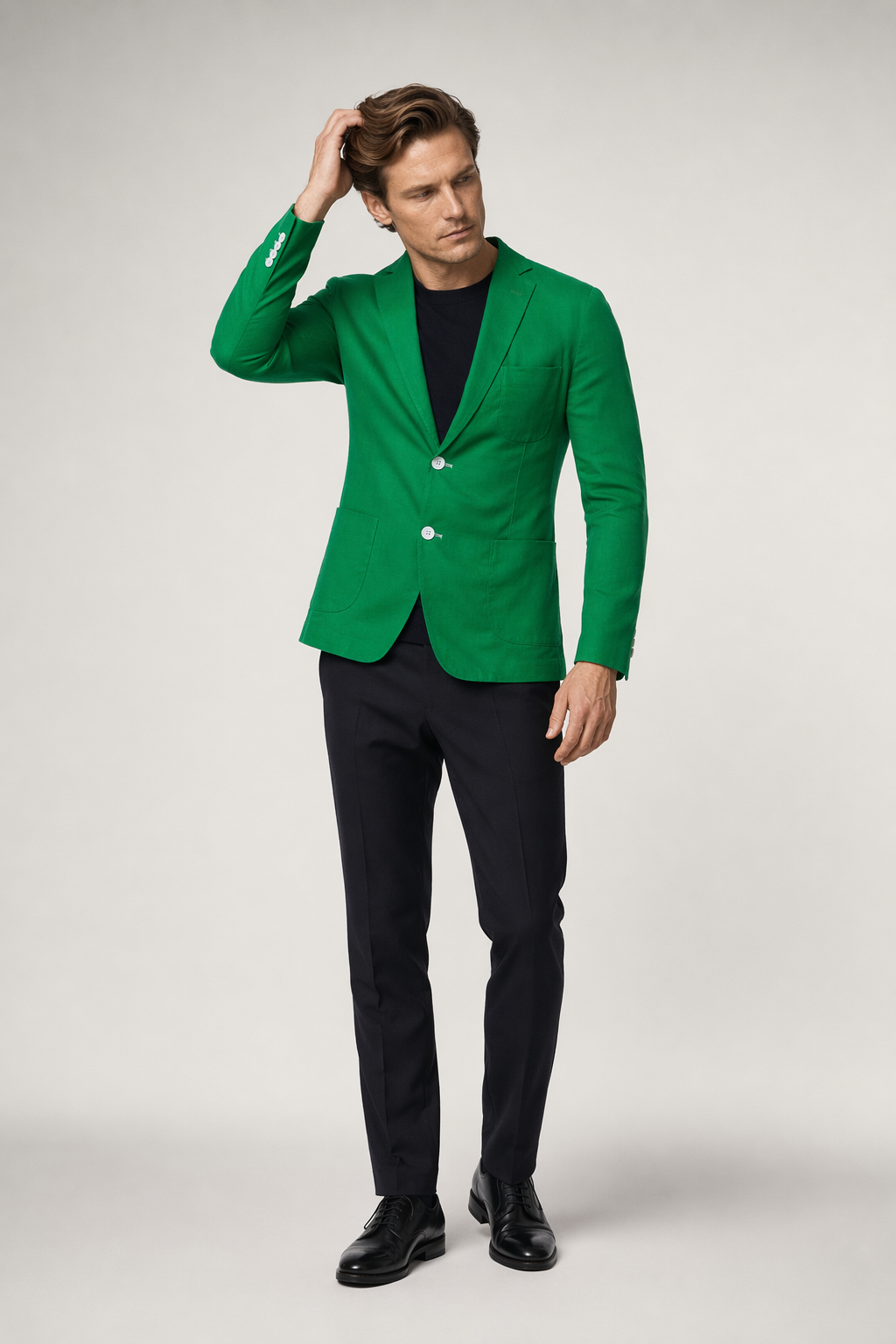 Linen Blazer for Men - Two Button Stylish Jacket Green