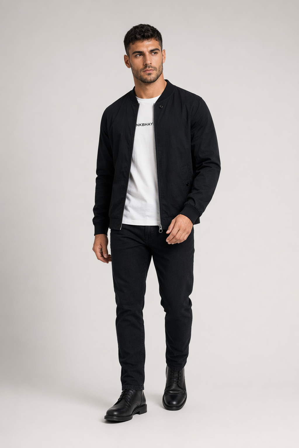 Core Meaning Clear: Men's Windproof Bomber Coat Black