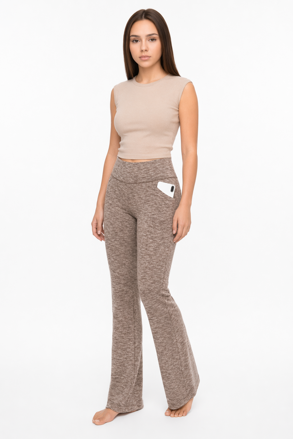 Flattering Straight Flare Yoga Leggings with a High Waist LZ-Yellow