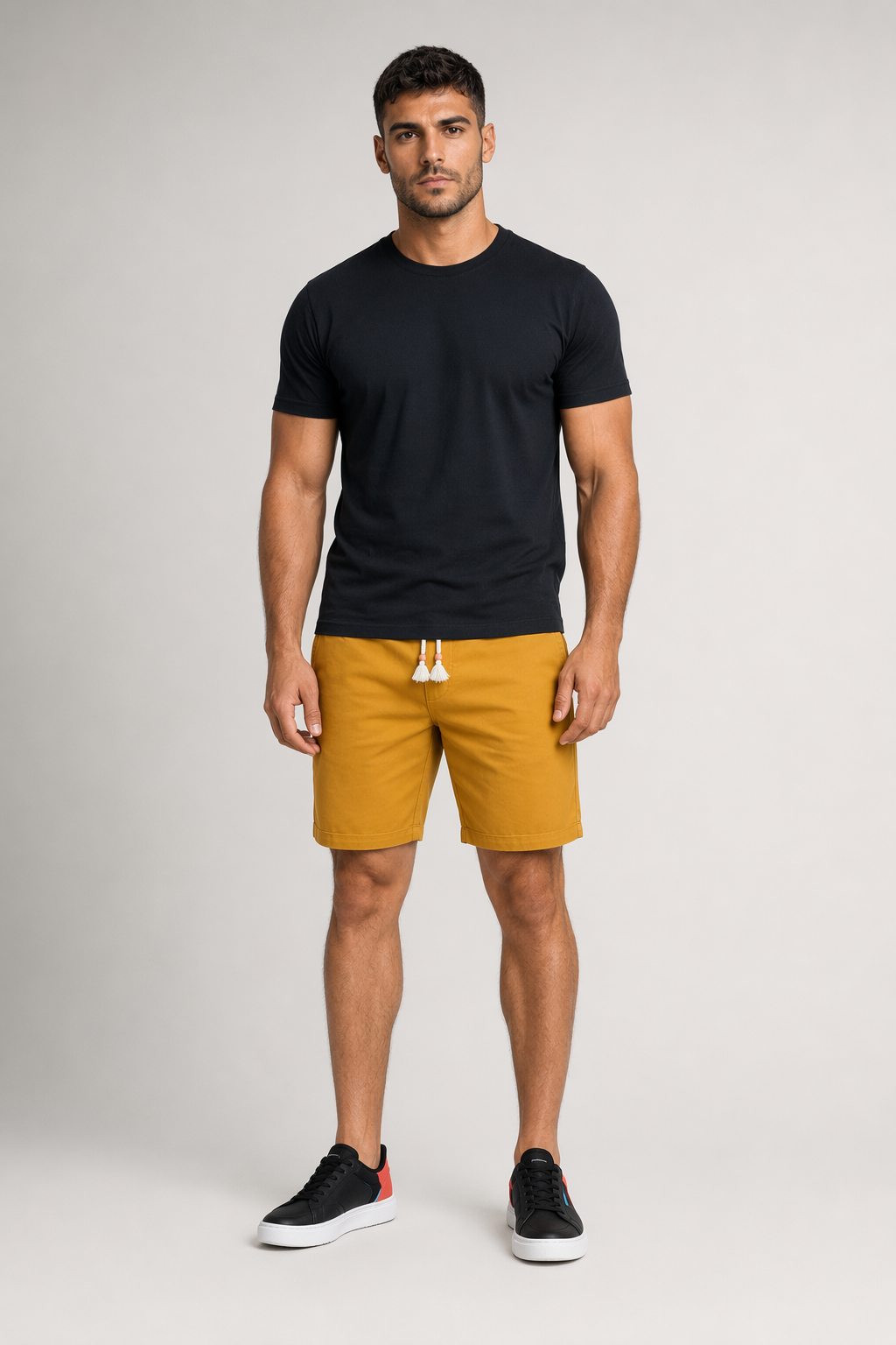 Casual Drawstring Shorts for Men Mustard