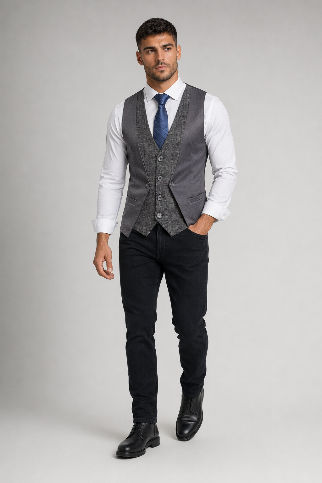 Dual Layer Men's Dress Vest Gray