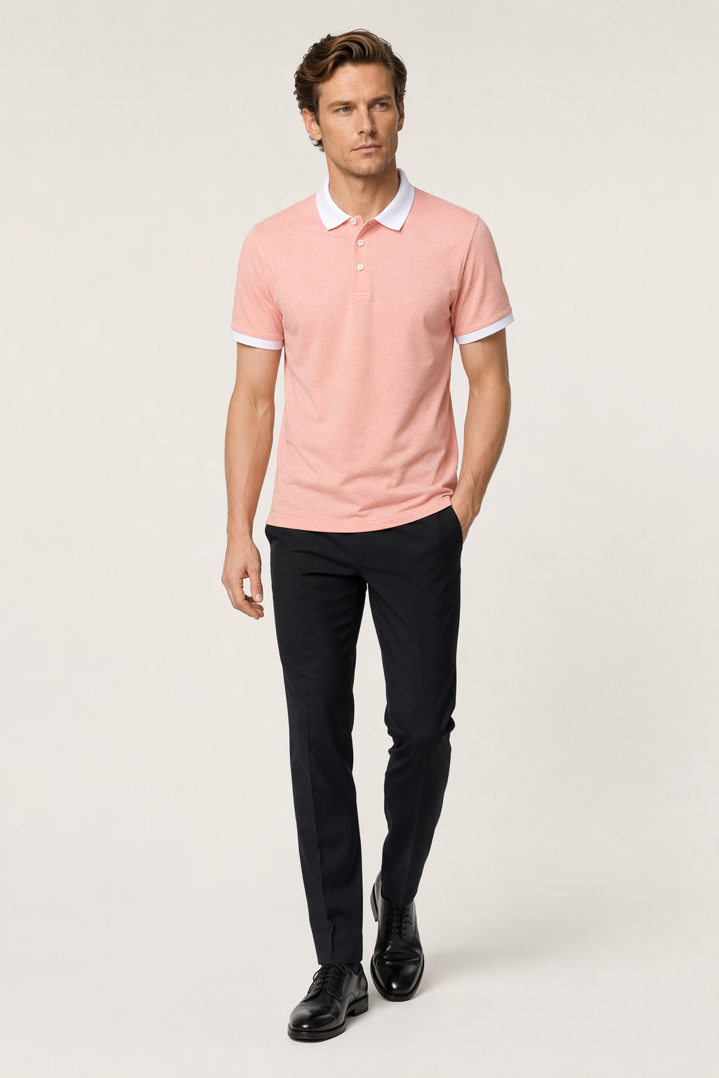 Contrast Collar Men's Polo Shirt Orange