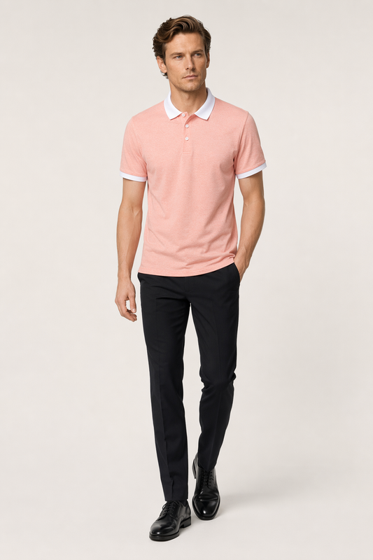Contrast Collar Men's Polo Shirt Orange