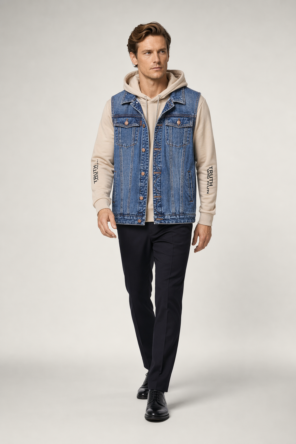 Denim Vest for Casual Men's Wear BLUE