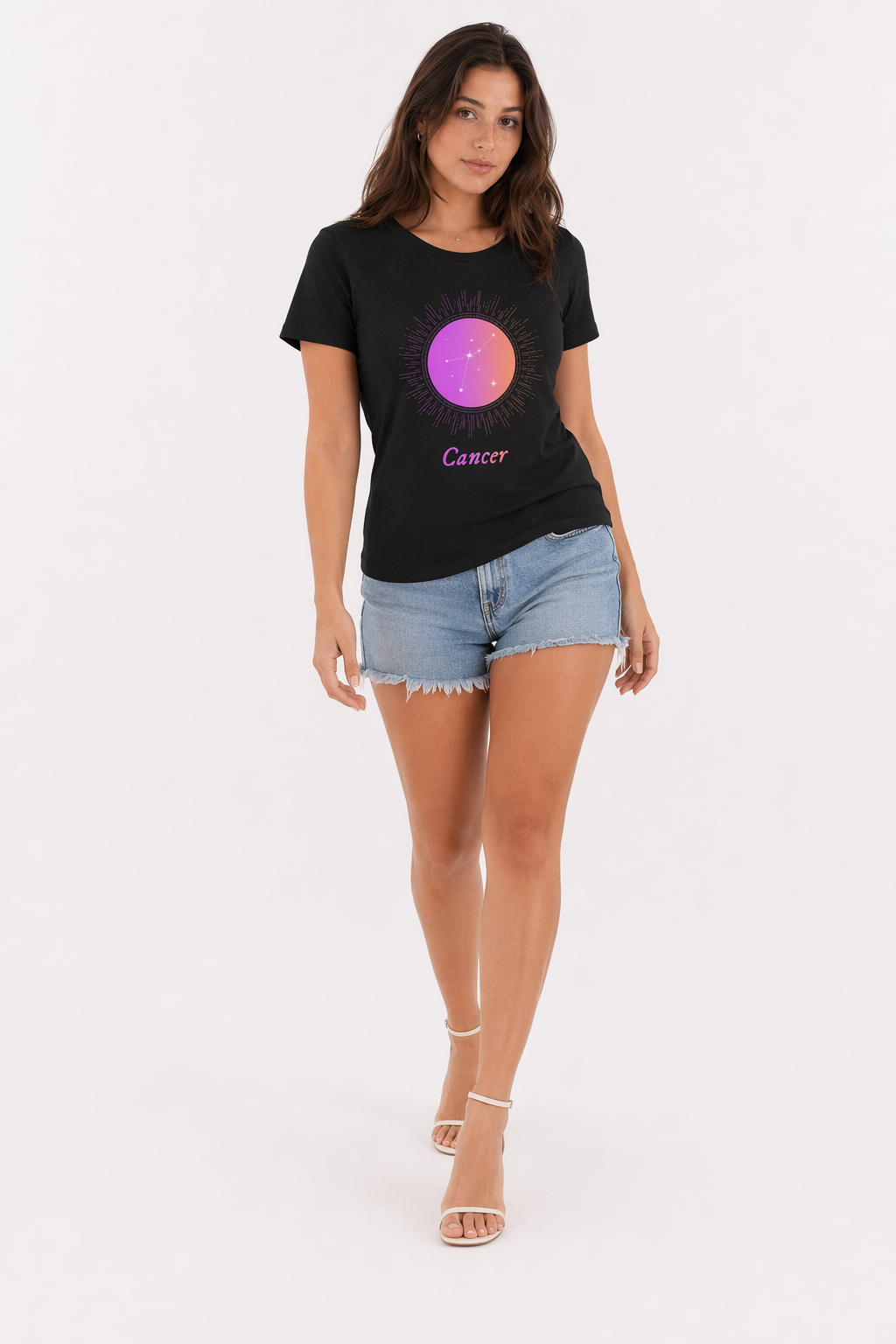 Gradient Zodiac T-Shirt for Women: Embracing the Power of Femininity Black