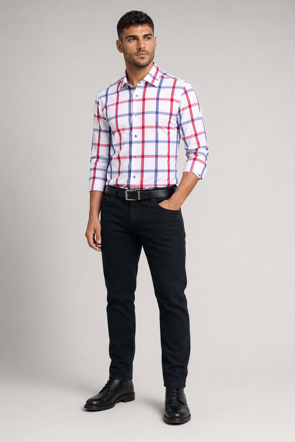 Checkered Button-Down Men's Shirt: Keeping Style Classic! White